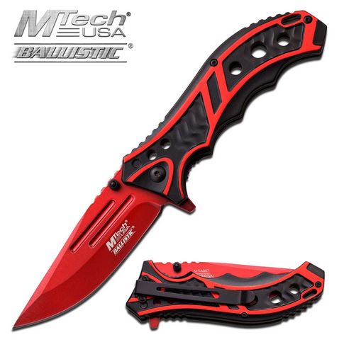 MTech Knives Flipper Folder Red, Assisted Opening, A907RD