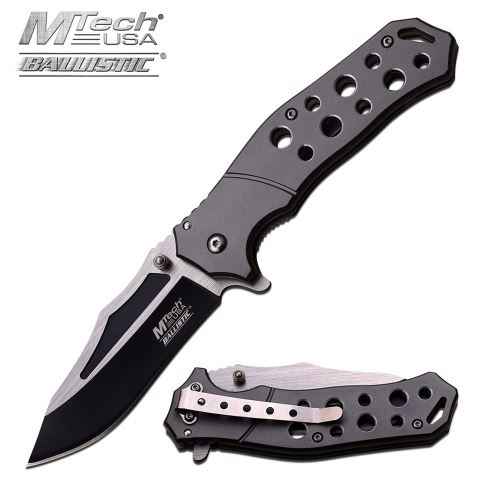 Mtech A951GY Flipper Folding Knife, Assisted Opening, Aluminum Black - Click Image to Close