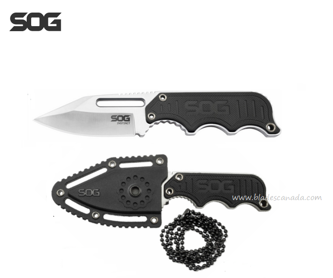 SOG Instinct Mini Fixed Blade Knife, G10 Black, Nylon Sheath, NB1002