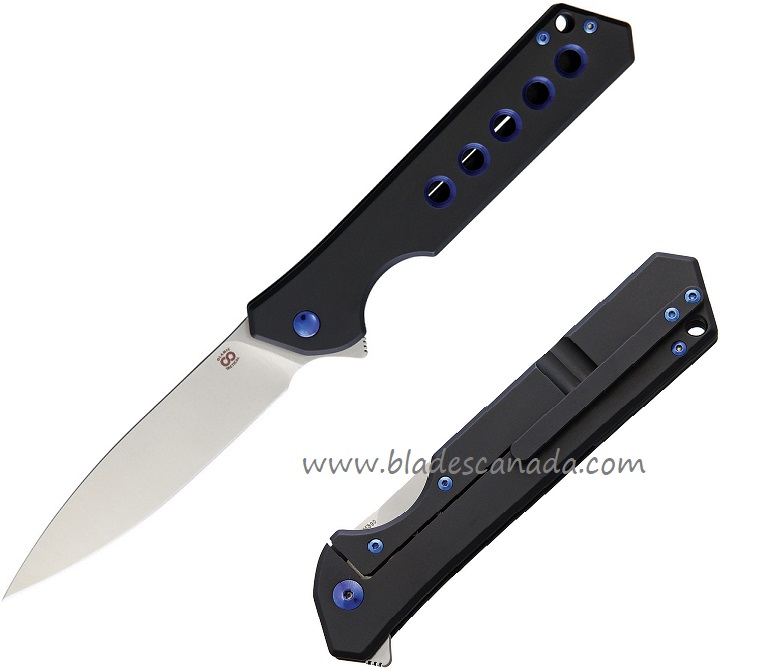 Olamic Rainmaker Flipper Framelock Knife, M390 Drop Point, Titanium Black/Blue, 96161