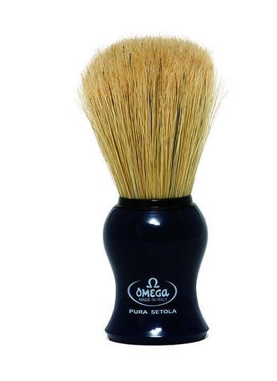 Omega Italy Pure Boar Shaving Brush- Black Plastic 10065BLK