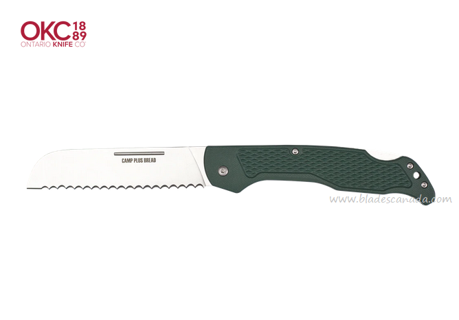 OKC Camp Plus Bread Folding Knife, Stainless Satin, GFN Green, ON4310