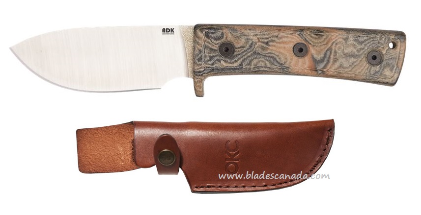 OKC ADK Keene Valley Hunter Fixed Blade Knife, Multicoloured Micarta, Leather Sheath, 8188