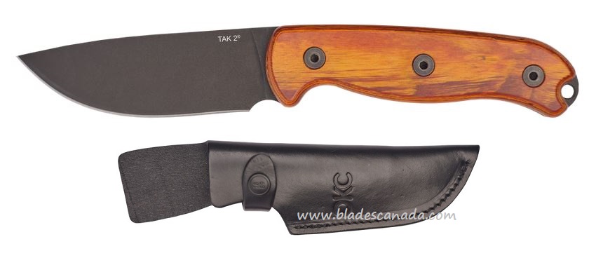 OKC TAK 2 Honey Fixed Blade Knife, Wood Handle, Leather Sheath, 8664