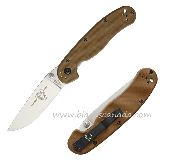 OKC RAT 2 Folding Knife, D2 Plain Edge, Coyote Handle, 8828CB