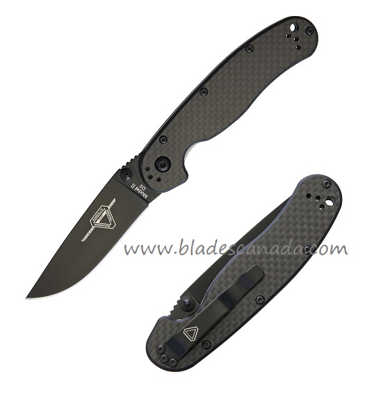 OKC RAT 2 Folding Knife, D2 Black, Carbon Fiber/G10, 8834 - Click Image to Close