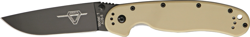 OKC RAT 1 Folding Knife, AUS 8, Plain Edge, Tan Handle, 8846DT