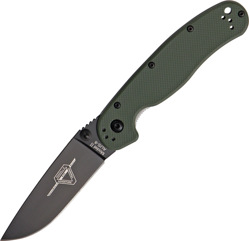 OKC RAT 2 Folding Knife, AUS 8 Plain Edge, OD Green Handle, 8861OD