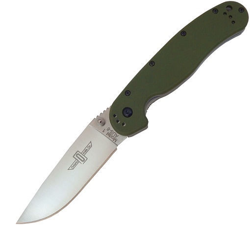 OKC Rat 1 Folding Knife, Aus 8 Stonewash, OD Green Handle, 8874