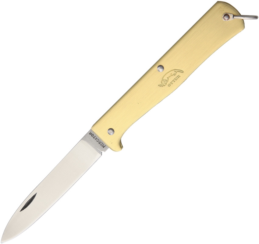 Otter-Messer Small Mercator Folding Knife, Carbon Steel, Brass Handle, 10701