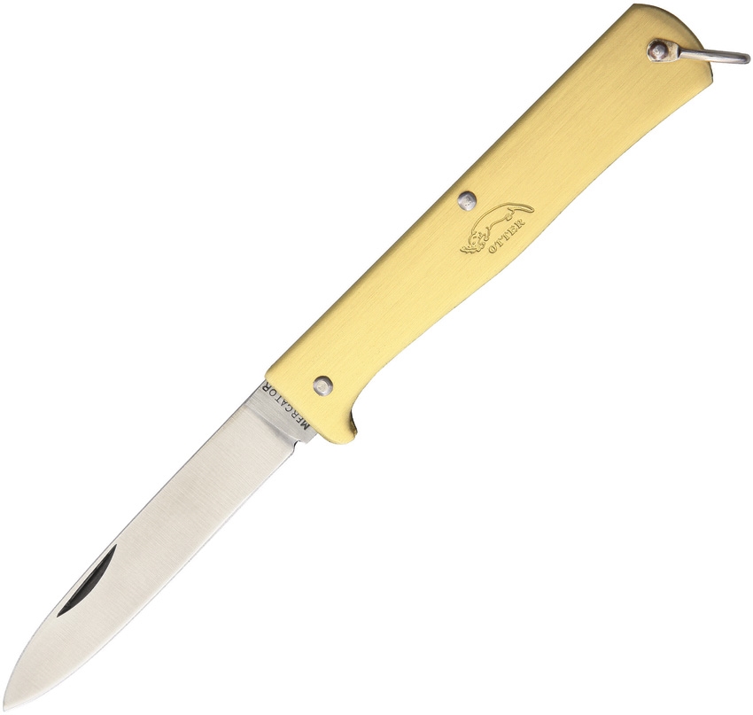 Otter-Messer Small Mercator Slipjoint Folding Knife, Stainless, Brass Handle, 10701R - Click Image to Close