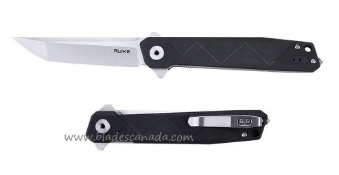 Ruike P127-B Flipper Folding Knife, 14C28N Sandvik Tanto, G10 Black