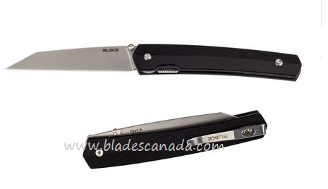 Ruike P865-B Folding Knife, 14C28N Reverse Tanto, G10 Black