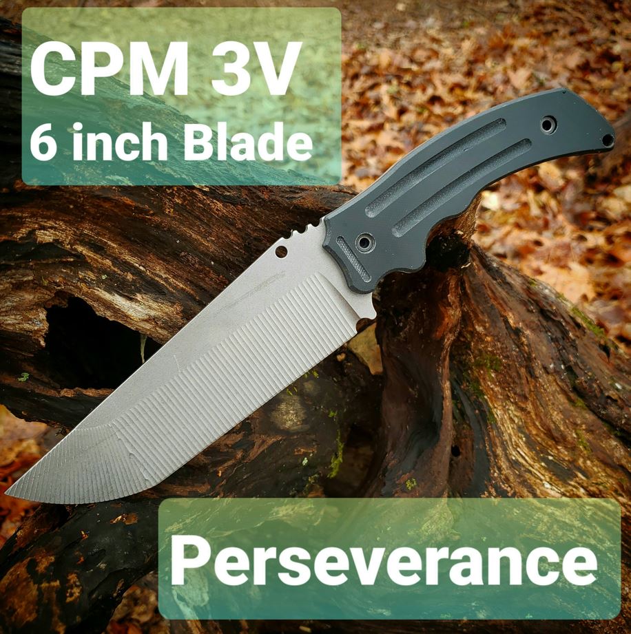 Hoback Perseverance Fixed Blade Knife, CPM 3V, G10 Black, Kydex Sheath