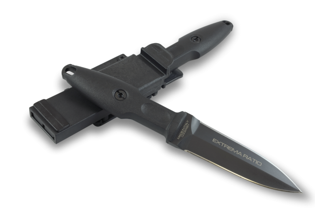 Extrema Ratio PUGIO Dagger Fixed Blade Knife, Bohler N690, Black Handle, Hard Sheath