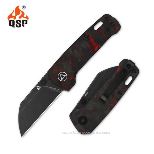 QSP Mini Penguin Folding Knife, 14C28N Black SW, G10/Carbon Fiber Overlay, 130XS-E2