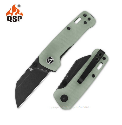 QSP Mini Penguin Folding Knife, 14C28N Black SW, G10 Jade, 130XS-F2