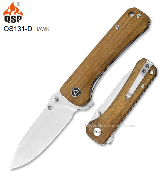 QSP Hawk Flipper Folding Knife, CPM S35VN, Verawood Handle, QS131-D