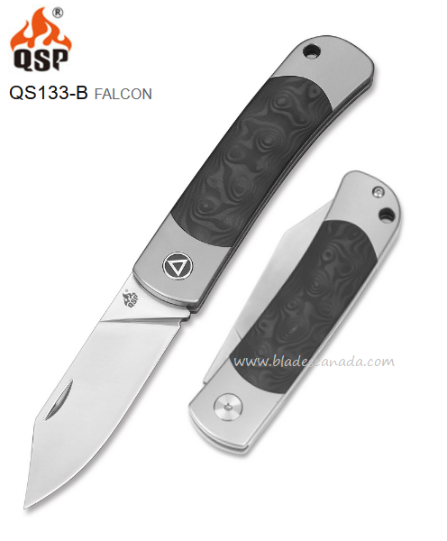 QSP Falcon Slipjoint Folding Knife, CPM S35VN, Titanium/CF, QS133-B