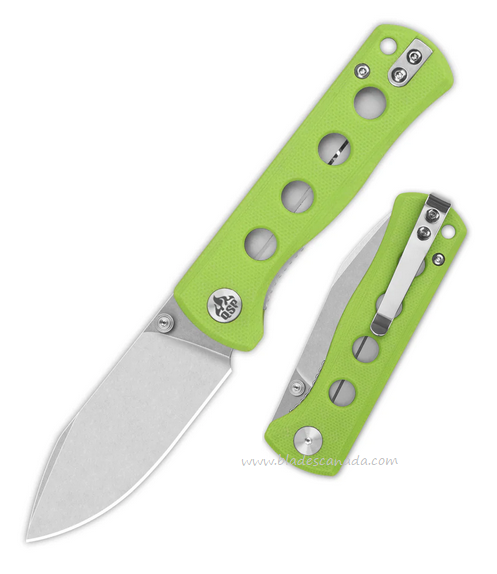 QSP Canary Folding Knife, 14C28N Stonewash, G10 Neon Green, QS150-C1