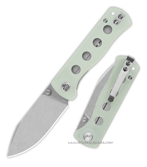 QSP Canary Folding Knife, 14C28N Stonewash, G10 Jade, QS150-E1