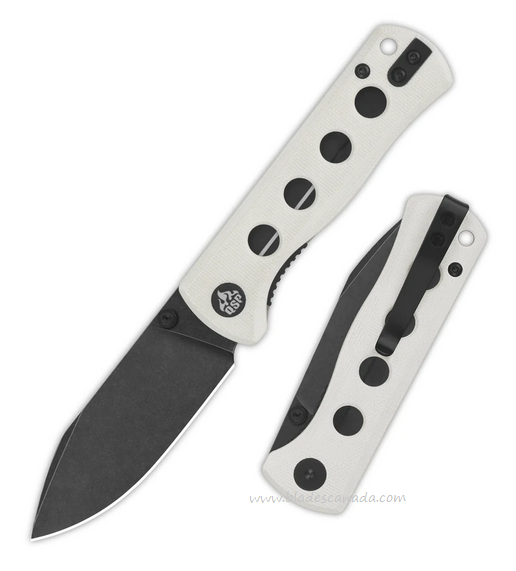 QSP Canary Folding Knife, 14C28N Black, G10 White, QS150-G2