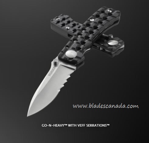 Ruger Go N Heavy Folding Knife, Combo Edge, Aluminum Black, R1802