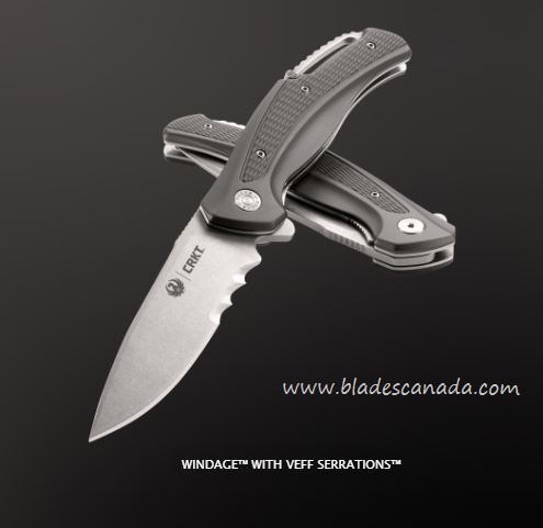 Ruger Windage Flipper Folding Knife, Aluminum Black/Grey, R2402