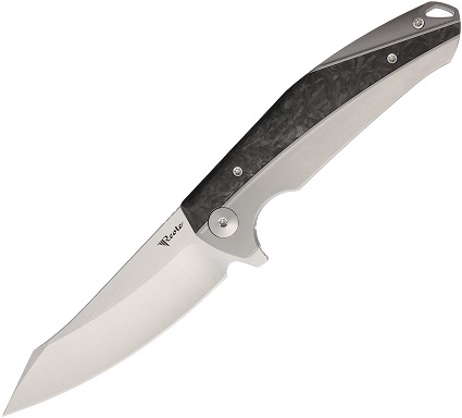 Reate K-1 Flipper Framelock Knife, M390 Satin, Titanium/Marble Carbon Fiber