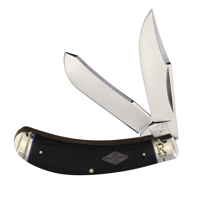 Rough Ryder Classic Carbon Saddlehorn Folding Knife, Micarta Black, RR2212