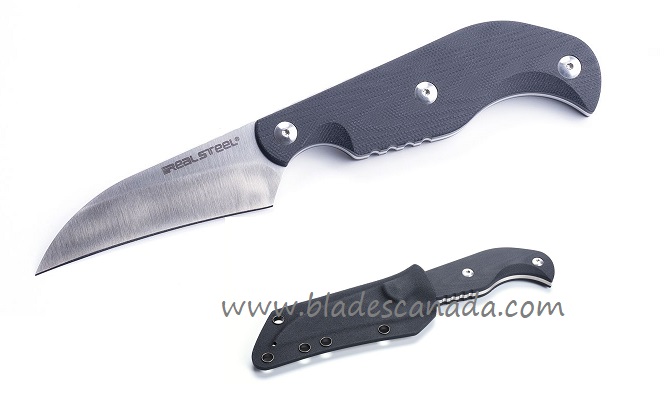 Real Steel Banshee Fixed Blade Knife, D2 Steel, G10 Black, Kydex Sheath, 3211