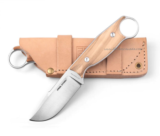 Real Steel Furrier Fixed Blade Harpoon Knife, N690, Olive Wood, 3612W