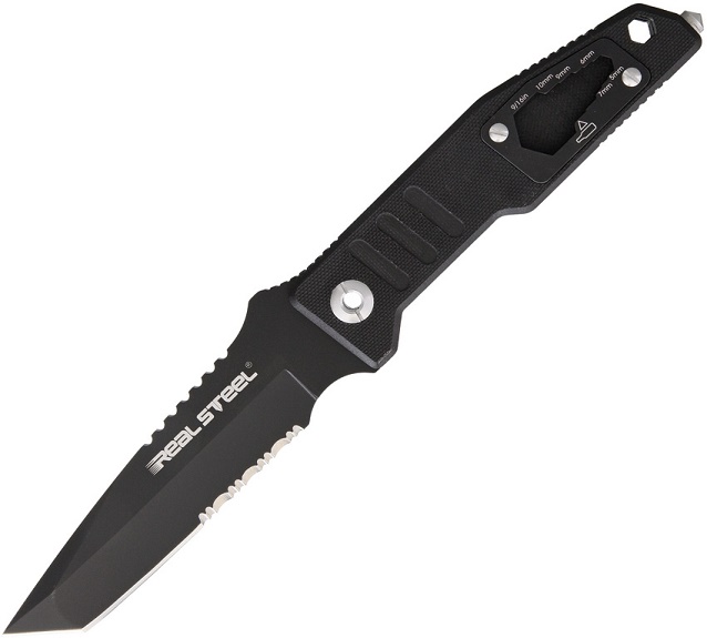 Real Steel T99T Fixed Blade Knife, D2 Tanto, G10 Black, Kydex Sheath, 3921