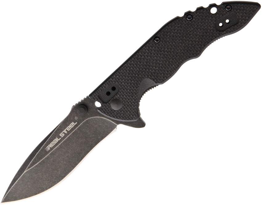 Real Steel E77 Flipper Folding Knife, G10 Black, 5111