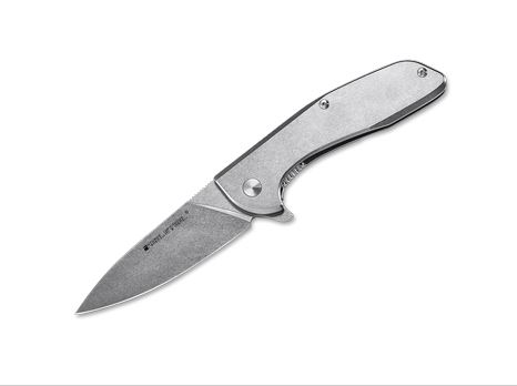 Real Steel E571 Flipper Framelock Knife, 14C28N SW, Steel Handle, 7131