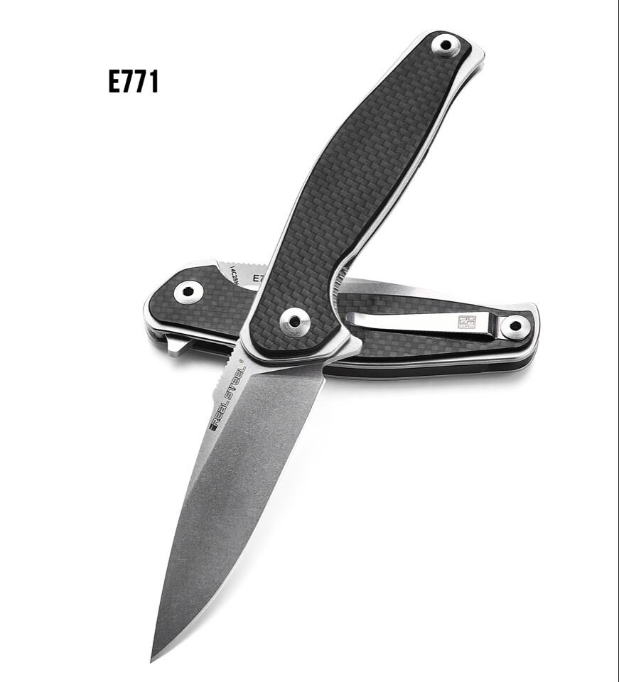 Real Steel E771 Sea Eagle Folding Knife, Gentleman Edition, Carbon Fiber, 7153 - Click Image to Close