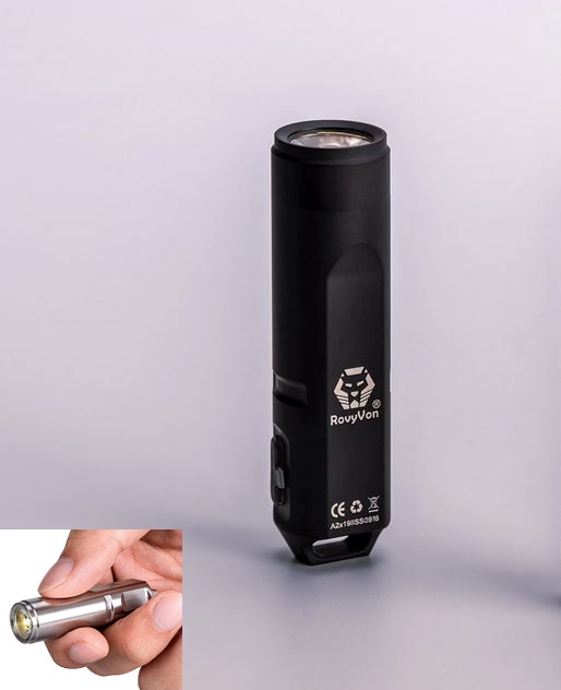 RovyVon A2X Black Stainless Keychain Flashlight-650 Lumens