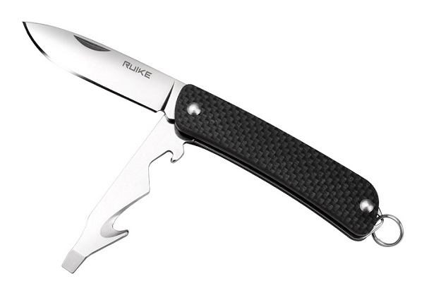 Ruike S21 Keychain Folding Knife/Tool, 12C27 Sandvik, G10 Black