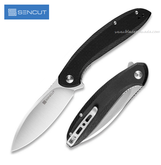 SENCUT San Angelo Flipper Folding Knife, Satin Blade, G10 Black, S21003-1