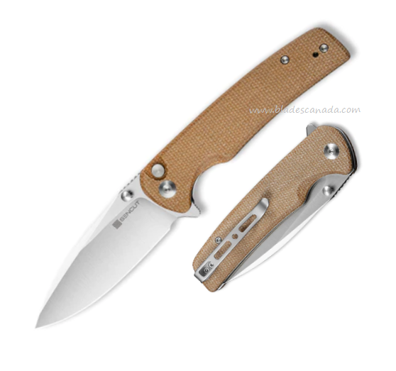 SENCUT Sachse Flipper Folding Knife, Satin Blade, Micarta Brown, S21007-3