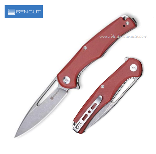 SENCUT Citius Flipper Folding Knife, Stonewash Blade, G10 Burgundy, SA01E