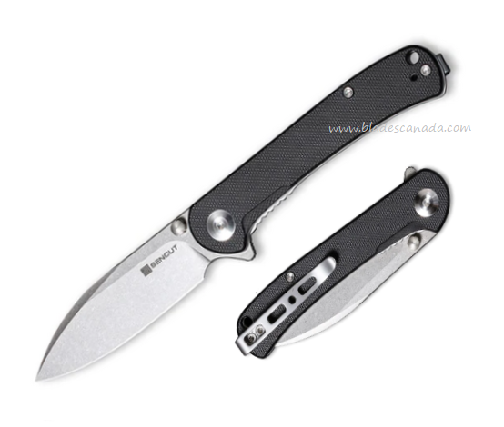 SENCUT Scepter Flipper Folding Knife, Stonewash Blade, G10 Black, SA03B