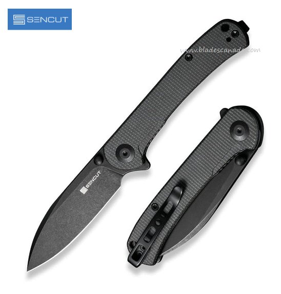 SENCUT Scepter Flipper Folding Knife, Black SW, Micarta Dark Green, SA03G