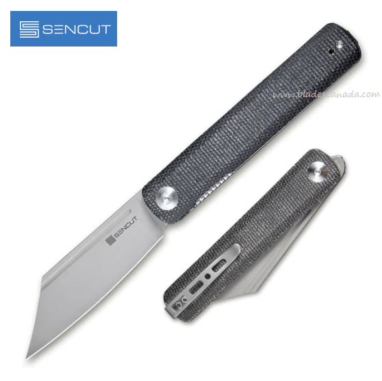 SENCUT Bronte Flipper Folding Knife, Stonewash Blade, Micarta Black, SA08A