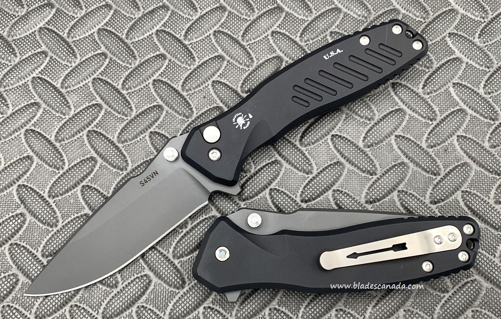 Spartan Blades Pallas Button Lock Folding Knife, S45VN Black, SF3BK