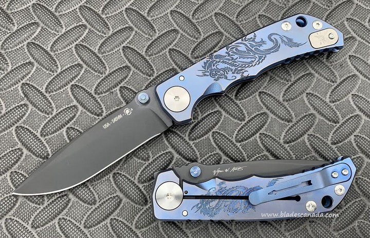 Spartan Blades Harsey Special Edition Folding Knife, S45VN Black, Blue Dragon