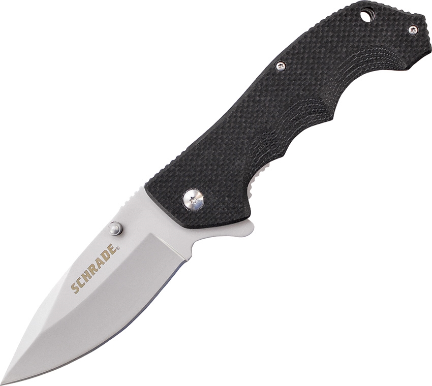 Schrade 109 Flipper Folding Knife, Plain Edge, G10 Black