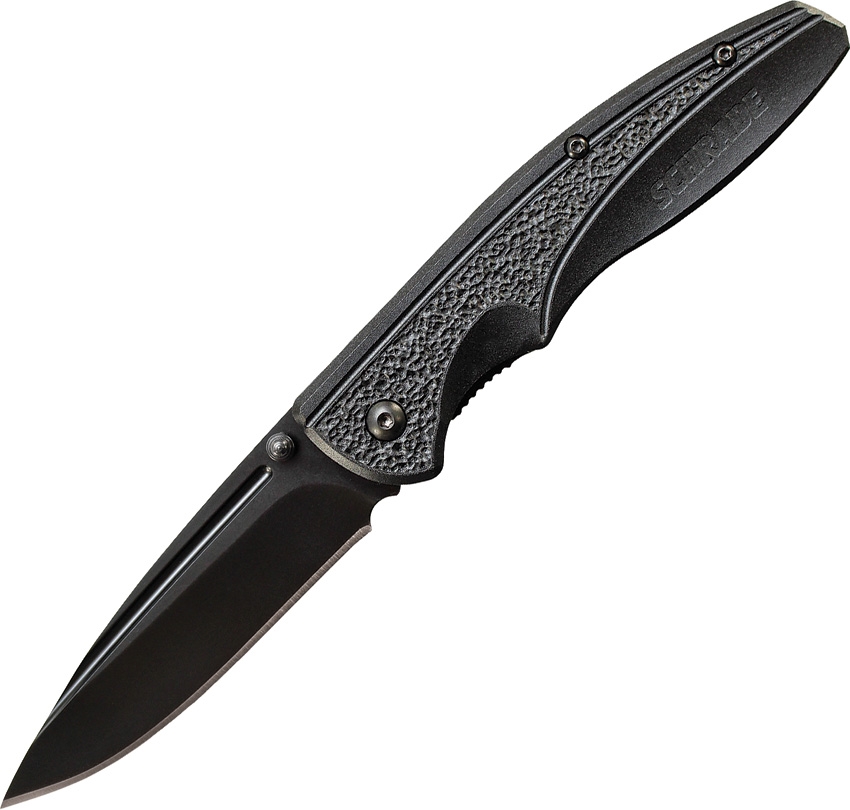 Schrade 216 Folding Knife, Black Textured Aluminum