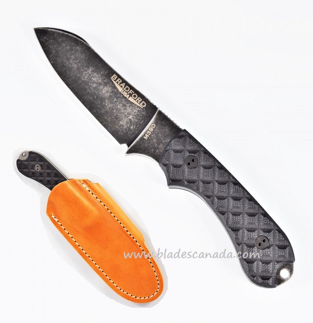 Bradford Guardian 3 Sheepsfoot Knife, M390 Nimbus, Black Textured G10, 3SF-001N-M390
