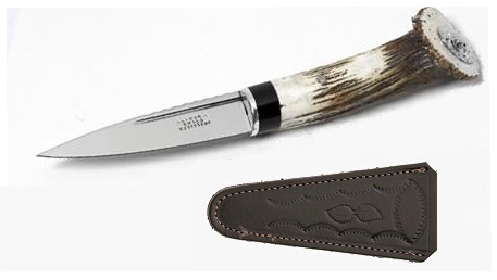 Sheffield Sgian Dubh - Stag Horn Crown with Leather Sheath